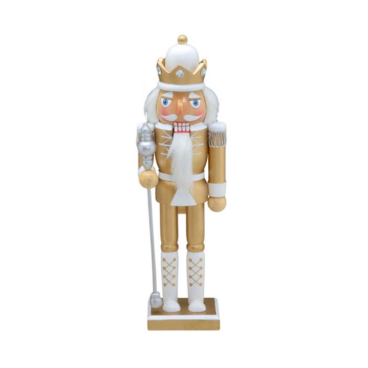 Enfeite Natalino Espressione Soldado Branco e Dourado 30 cm