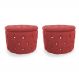 Kit Puff Redondo Clássico Capitonê Suede Vermelho - DS Estofados
