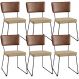 Kit 06 Cadeiras Decorativas Sala Jantar Allana L02 Couríssimo Marrom Linho Bege Escuro - Lyam Decor