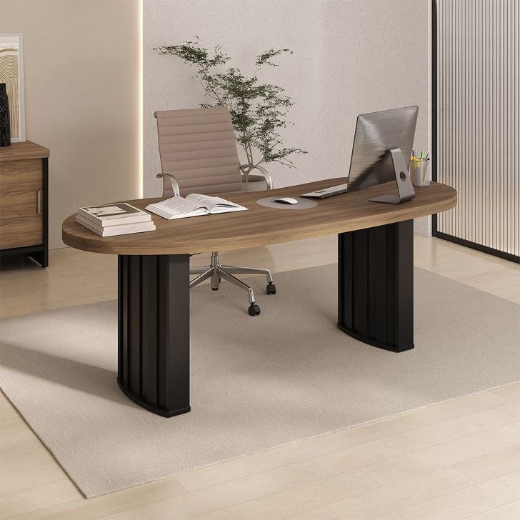 Mesa de Escritório Nikolai Nogal e Preta