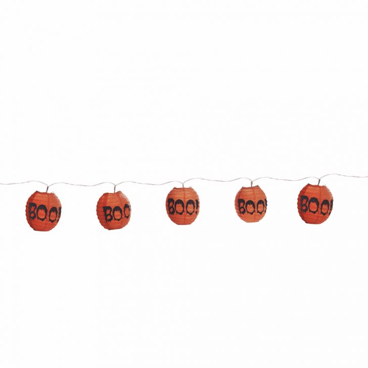 Varal Decorativo Halloween com Globos Luminosos BOO! Laranja