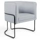 Poltrona Decorativa Fixa Base de Aço Preto Betina D02 Linho Cinza D-315 - Lyam Decor