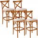 Kit 04 Banquetas Altas Cozinha Bancada Bar Sala de Jantar Estofada Ávila L02 Suede Bege - Lyam