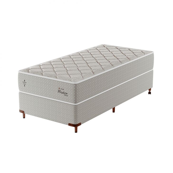 Cama Box Com Colchão Solteirão Master Hotel Molejo Superlastic (67x108x198) Bege