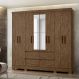 Guarda Roupa Casal 8 Portas com Espelho e 4 gavetas Belem - Castanho Wood
