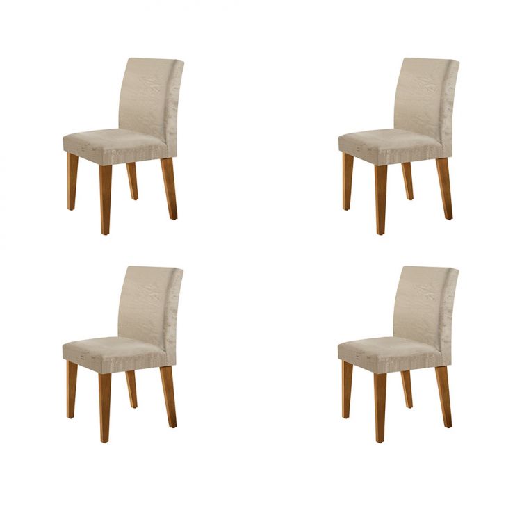 Conjunto com 4 Cadeiras Atenas Suede Amassado Chocolate e Capuccino