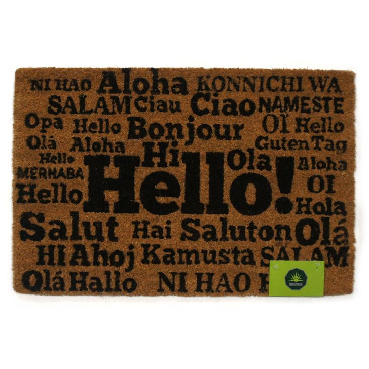 Capacho Hello Natural e Preto 40x60 cm