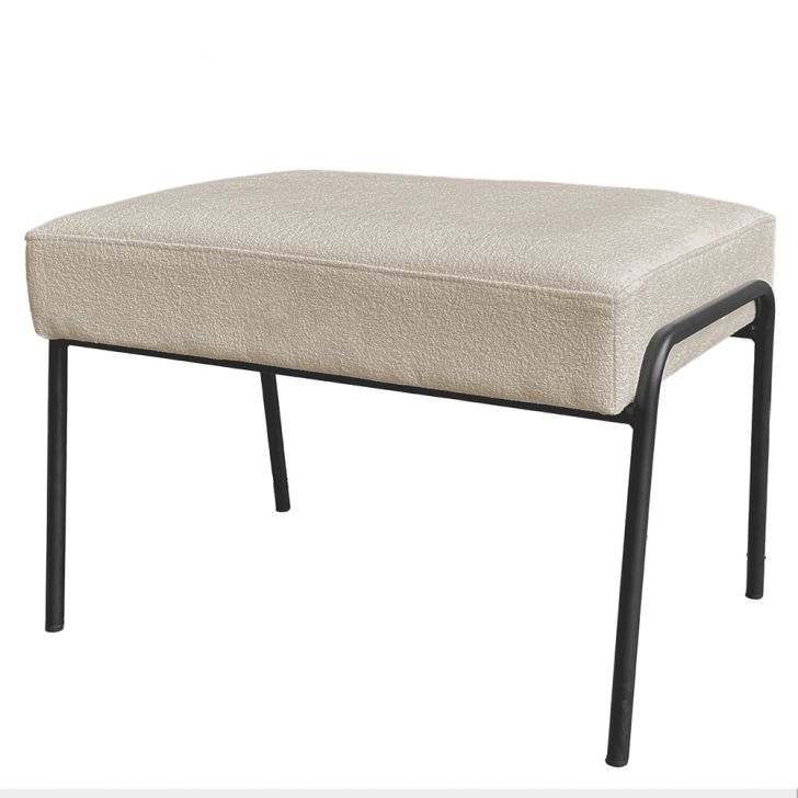 Puff Decorativo Ariel Ferro Base Preto Veludo Bege - Montanaris Decor