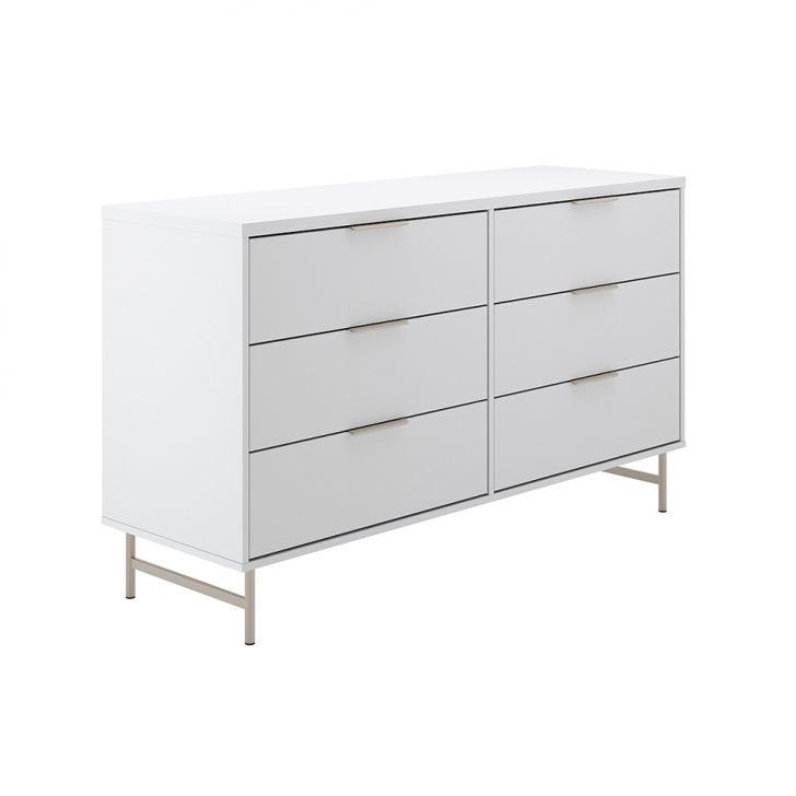 Cômoda Yves 6 Gavetas Branca E Champanhe