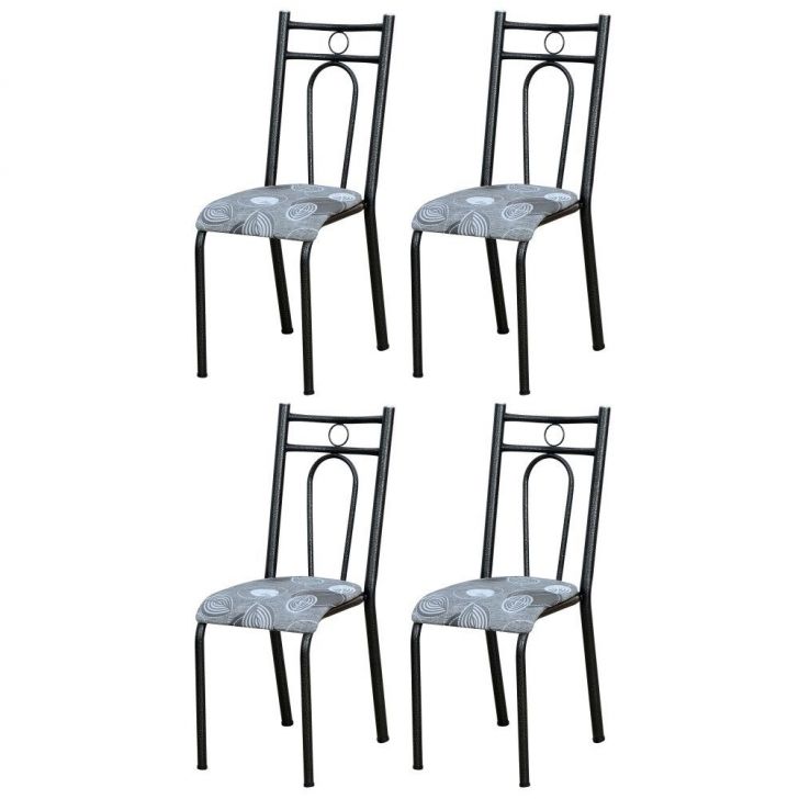 Kit 4 Cadeiras 023 América Cromo Preto/Pará - Artefamol