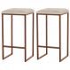 Kit 2 Banqueta Decorativa Billie Base Bronze Veludo Bege G41 - Gran Belo