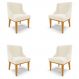 Kit 4 Cadeiras Decorativas Sala de Jantar Base Fixa de Madeira Firenze Veludo Bege/Castanho G19 - Gran Belo