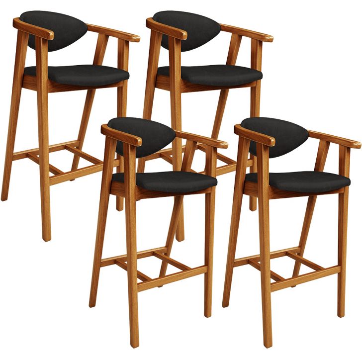 Kit 04 Banquetas Alta Cozinha Bancada Bar Sala de Jantar Fixa Cecília L02 Couríssimo Preto - Lyam