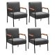 Kit 04 Poltronas Decorativas Jade Braço Fixo Preto - Suede Cinza
