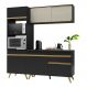 Armário de Cozinha Compacta 182cm Veneza Multimóveis V3695 Preto/Dourado