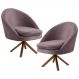 Kit 2 Poltronas Decorativas Giratórias Base Giromad Madeira Rafa B-305 Veludo Rosê - Domi