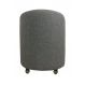 Puff Redondo Não é Segredo Linho Cinza Vazado Rodinha 40x45 NSPR03L-R