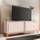 Rack Ripado para TV até 65 Polegadas Mondrian 2 Portas Off White e Freijó