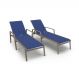 Kit 2 Espreguiçadeiras Piscina Alumínio Fendi Tela Azul