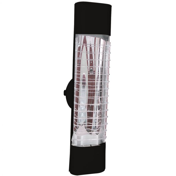 Luminária Mini Elite 47cm Com Aletas E-27 2 Lâmpada Eletrônica Preta