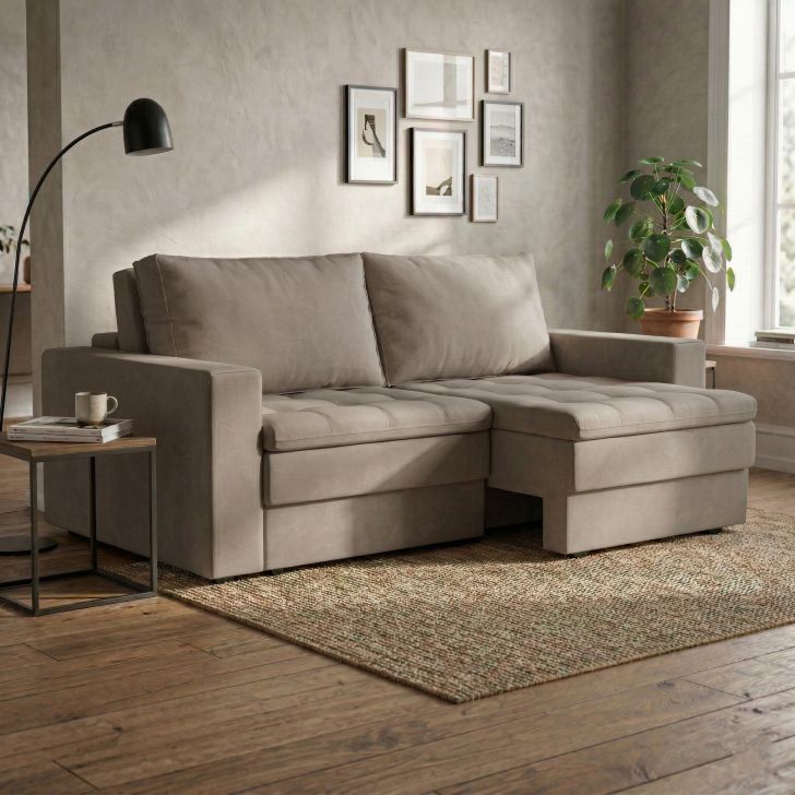 Sofá 3 Lugares Retrátil Berna Suede Bege 210 Cm