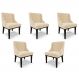 Kit 5 Cadeiras Decorativas Sala de Jantar Base Fixa de Madeira Firenze Suede Bege/Preto G19 - Gran Belo
