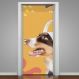 Adesivo de Porta Pet Shop Pinscher Fundo Laranja com Detalhes-63X210Cm