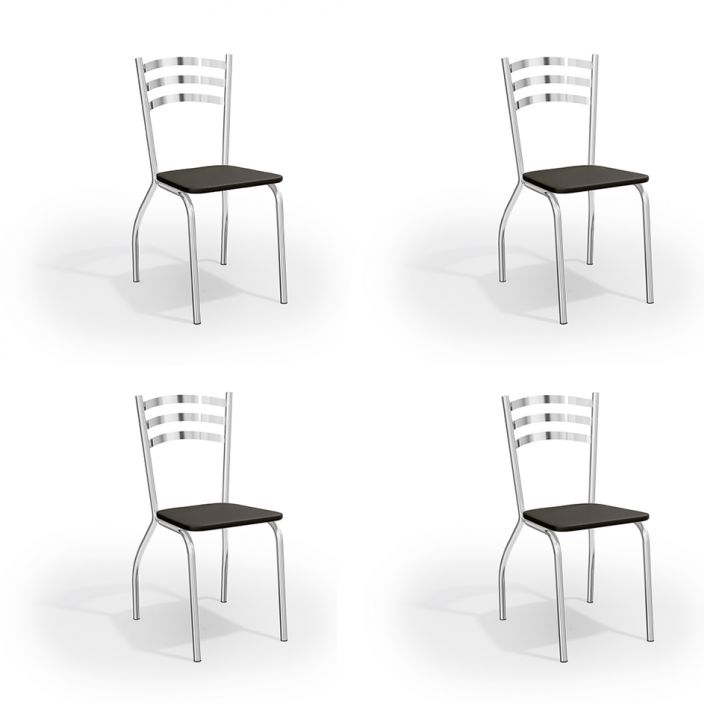 Conjunto Com 4 Cadeiras De Cozinha Portugal Cromado E Preto