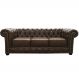 Sofá 3 Lugares Sala de Estar 235cm Chesterfield Pés Madeira Couro Marrom - Gran Belo