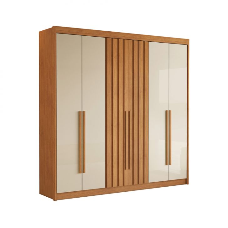 Guarda-roupa Casal Ripado Portugal 6 Portas 6 Gavetas Cinamomo E Off White
