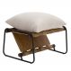 Puff Decorativo Turim Base Aço Preto Recouro Camel Linho Off White - Nexta Casa