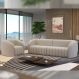 Conjunto Sala de Estar Sofá 332cm 4 Lugares e Poltrona Adam Veludo Bege G45 - Gran Belo