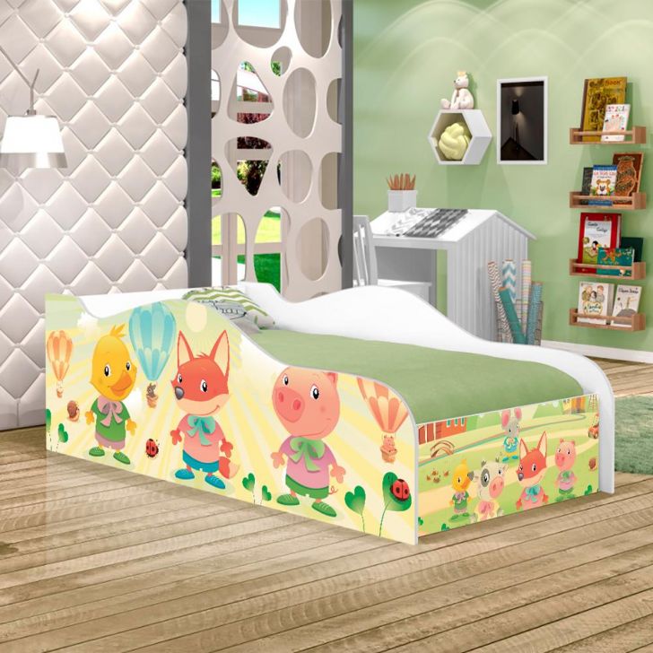 Mini Cama Fun Fazendinha e Balões Infantil Com Colchão