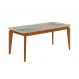 Mesa de Jantar Retangular com Tampo de Vidro Brenda Off White e Freijó 180 cm