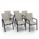Kit 6 Cadeiras Miami Gourmet Alumínio Preto Tela Bege