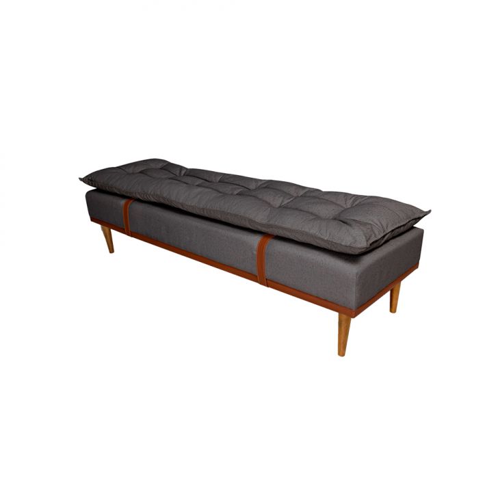 Banco | Banqueta 2 Lugares Drop Cinza e Imbuia 140 cm