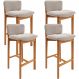 Kit 04 Banquetas Alta Para Cozinha Sala de Jantar Bar Dara L02 Bouclê Creme - Lyam Decor