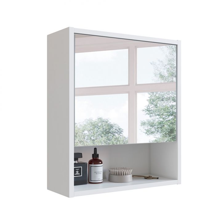 Armário de Banheiro com Espelho Slim 1 PT Branco