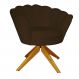 Poltrona Decorativa Pétala Pés Madeira Giratório Suede Marrom - DS Estofados