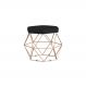 Puff Decorativo Base Gold Elsa Veludo Preto G41 - Gran Belo