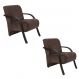 Kit 2 Poltronas Para Sala de Espera Recepção Marrom Em Suede Com Braços de Madeira Decorativa Confortável Até 120 kg - PSM