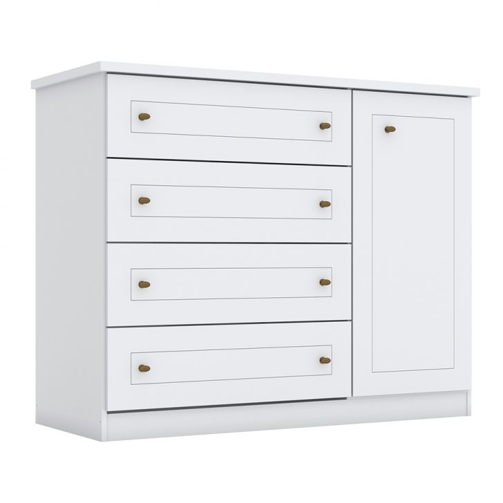 Cômoda Mississipi 1 Porta 4 Gavetas Branca