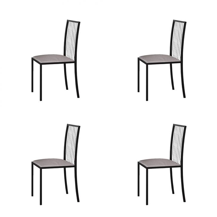 Conjunto Com 4 Cadeiras Atos Linho Bege E Preto