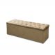 Calçadeira Recamier Baú Casal 140cm Sofia Suede Bege Capitonê - DS Móveis
