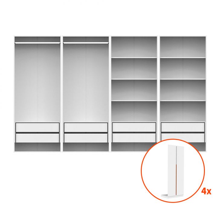 Guarda-roupa Modulado Com Cabideiros E Prateleiras New Tuyo 8 Portas 8 Gavetas Branco 270 Cm