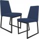Kit 02 Cadeira Para Sala Jantar Base Aço Industrial Preto Dafne L02 Suede Azul Marinho - Lyam Decor