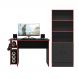 Conjunto Gamer Mesa e Armario Conquest Preto Fosco Vermelho