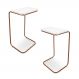 Kit 02 Mesas Lateral Tampo Branco Multiuso para Sofá Base Bronze D'Rossi