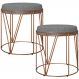Kit 02 Puffs Decorativo Aramado Bronze Zaya L02 Linho Cinza Escuro - Lyam Decor