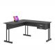 Mesa Em L Com 2 Gavetas Com Chave Empresa - Preto Onix